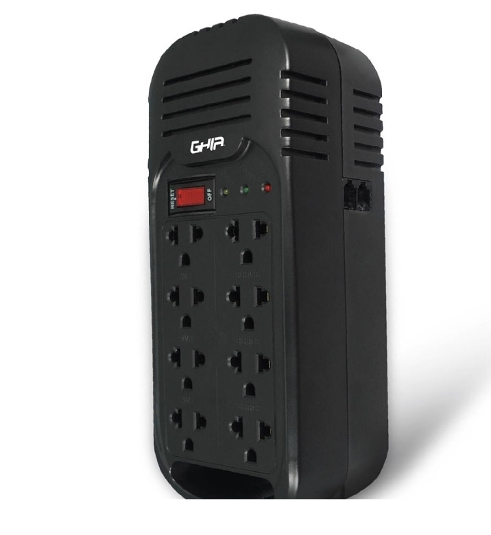 REGULADOR DE VOLTAJE GHIA 1300VA 600W 8 CONTACTOS PC XBOX CONSOLA GAMER ENERGIA PROTECCION PSP MAC