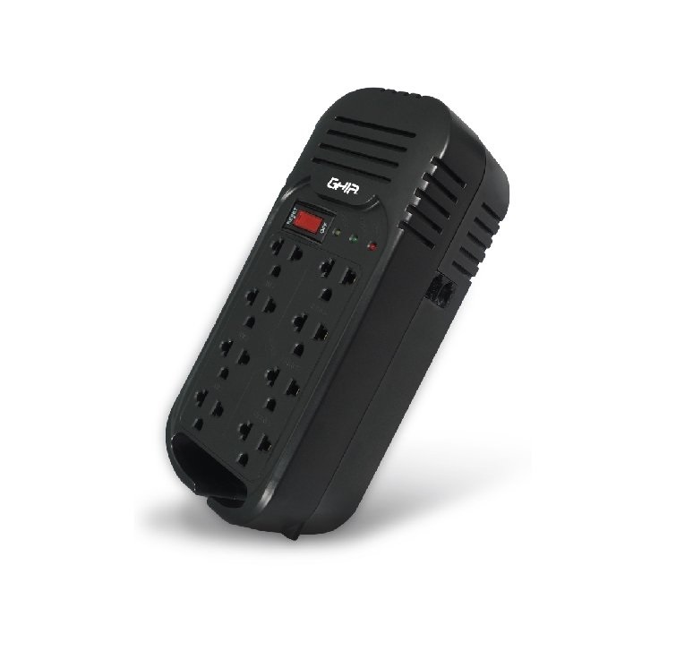 REGULADOR DE VOLTAJE GHIA 1300VA 600W 8 CONTACTOS PC XBOX CONSOLA GAMER ENERGIA PROTECCION PSP MAC