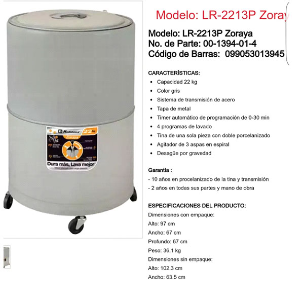 Lavadora Koblenz Uso Rudo Zoraya Lr-2213p