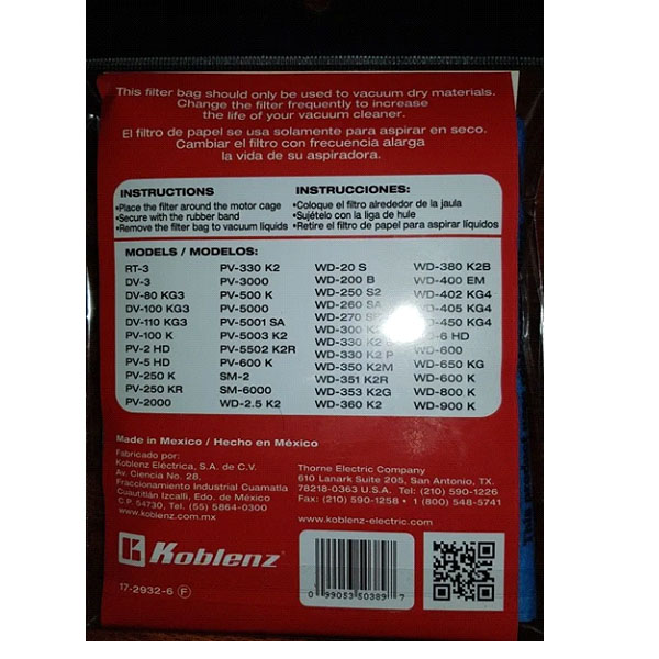 Filtros Para Aspiradora Koblenz
