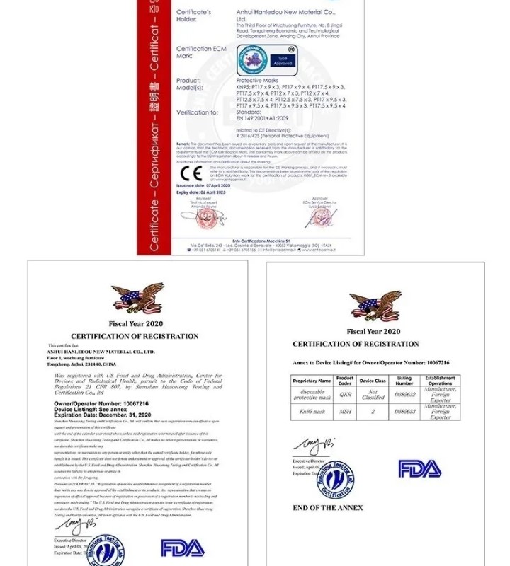 Cubrebocas Mascarilla Kn95 con certificación FDA 10 piezas, EMPAQUETADO INDIVIDUALMENTE