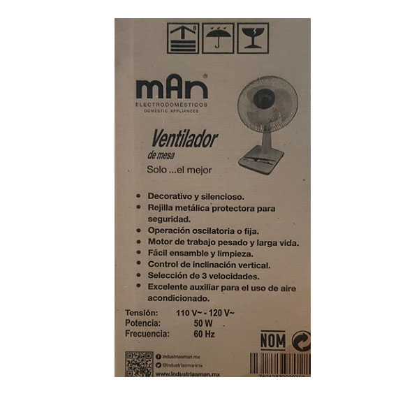 Ventilador De Mesa Man Vmg-9012 De Gran Potencia Y Calidad