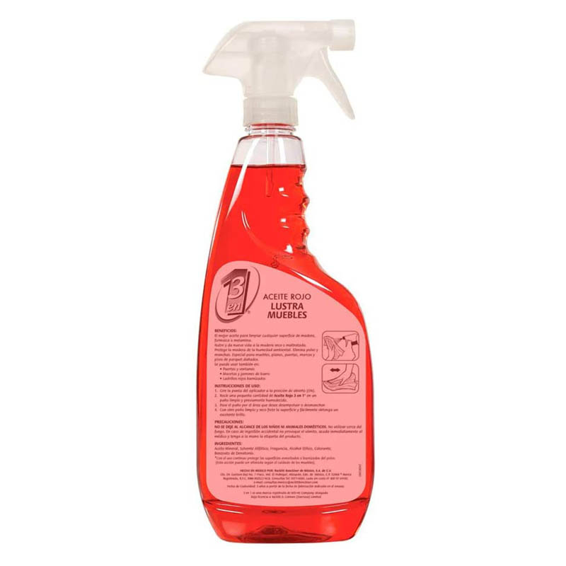 Aceite Rojo 3 en 1 Aceite Lustra muebles con Atomizador, 500 mL