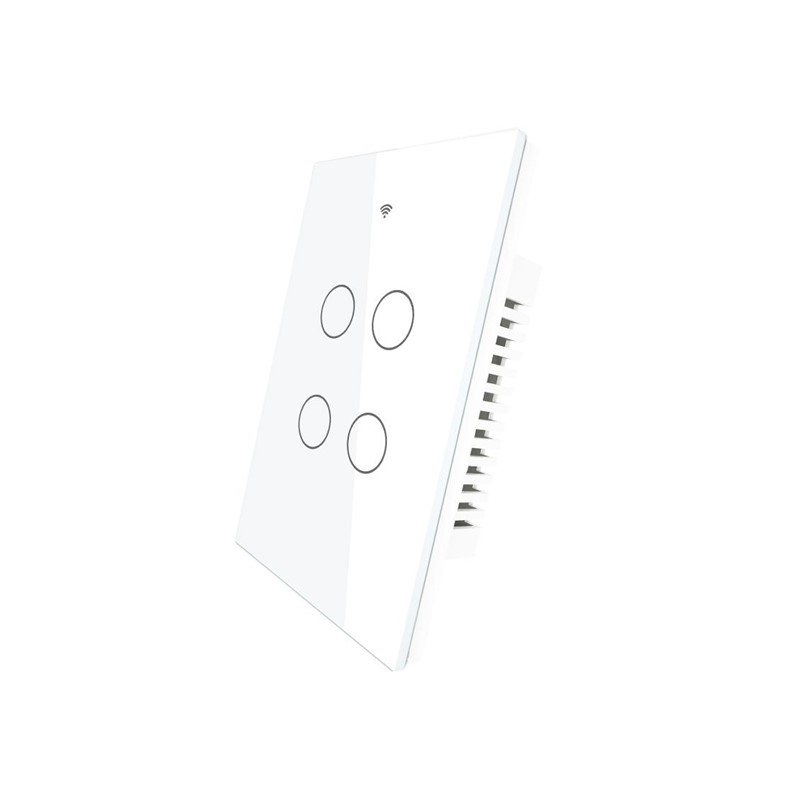 Apagador Inteligente Wifi Panel de Cristal Touch 4 Botones Compatible con Alexa y Google Home