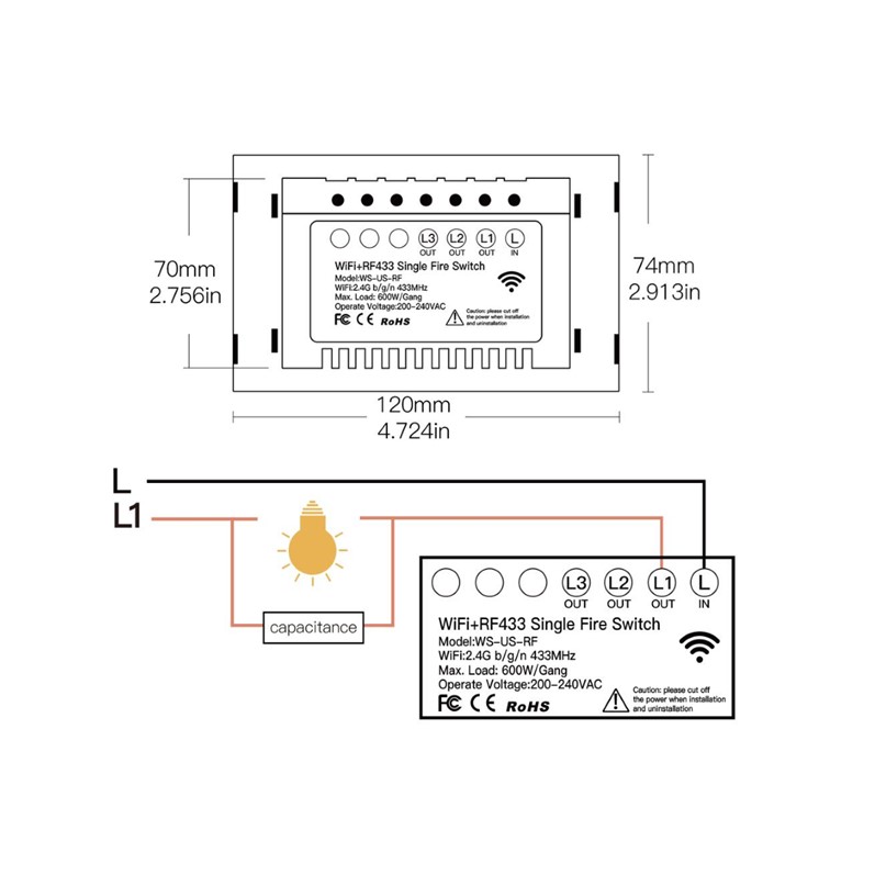 Apagador Inteligente Wifi Touch de 3 Botones No Requiere Neutro Compatible con Alexa y Google Home