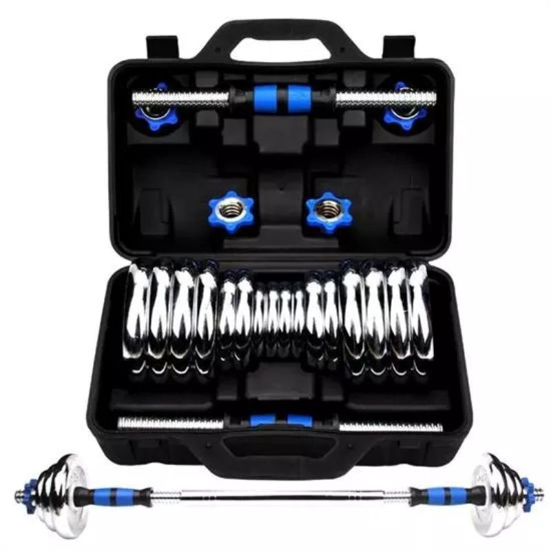 Kit De Mancuernas Pesas Con Barra Discos Ejercicio Gym 30Kg