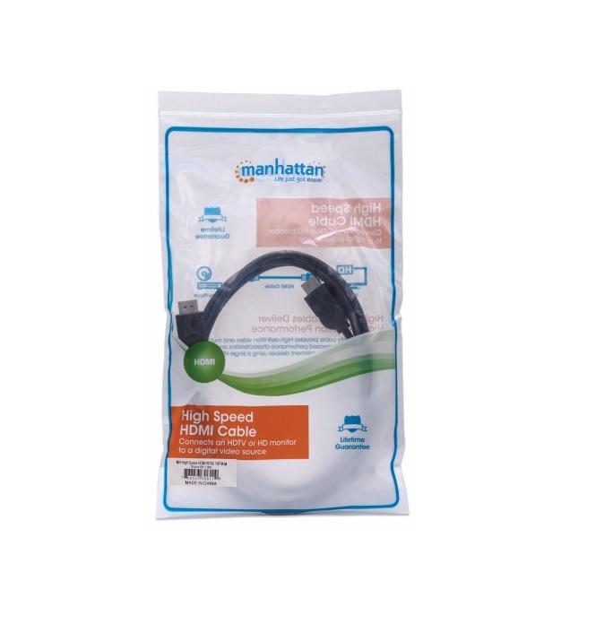 Cable HDMI MANHATTAN 1.8m MONITOR GAMER Negro PC MAC LAP PANTALLA PROYECTOR VIDEO ALTA DEFINICION