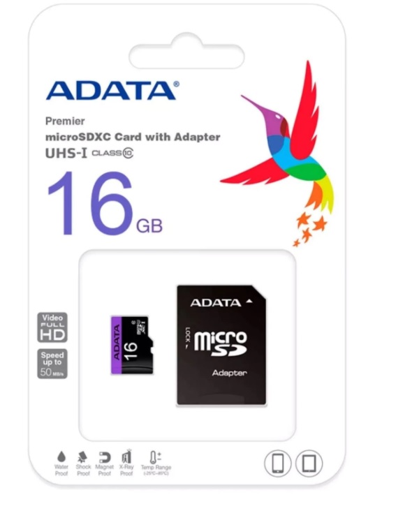 Memoria Micro SD 16GB Adata Clase 10 con adaptador SD