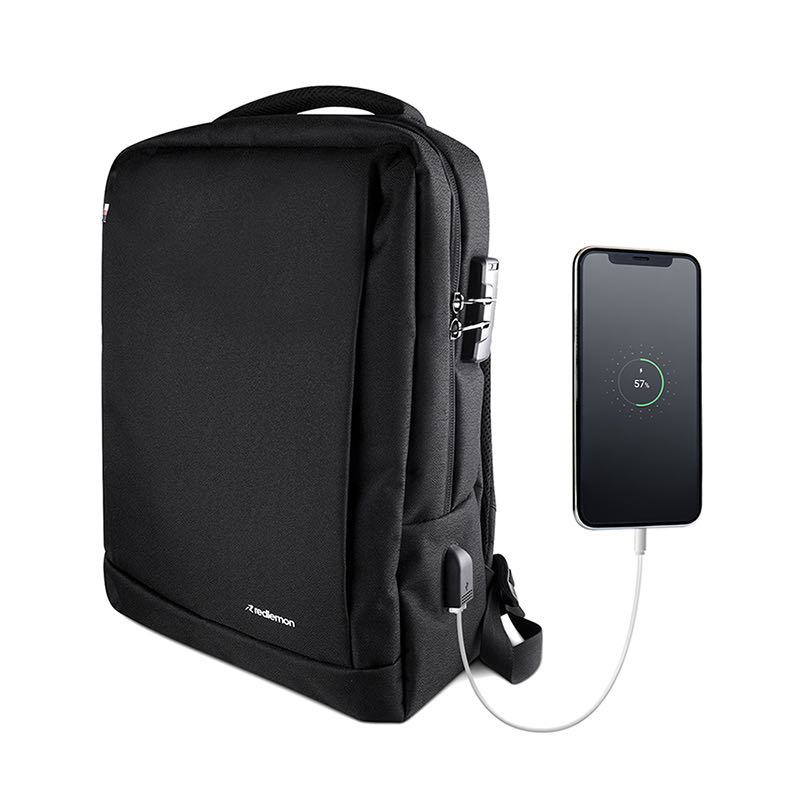 Mochila para Laptop Antirrobo Contra Agua Puerto USB Redlemon.