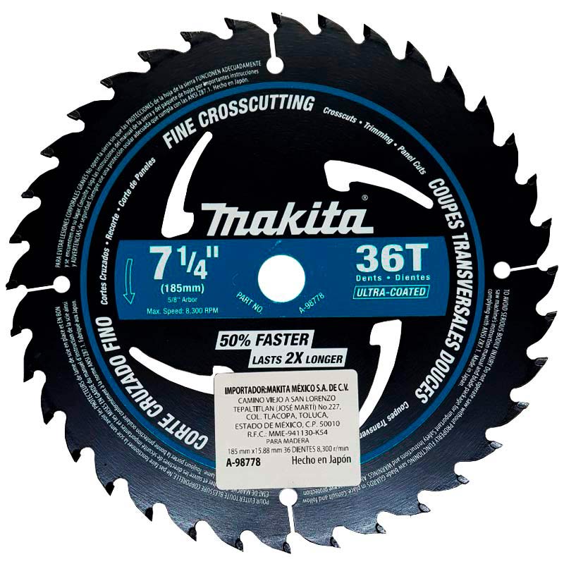 Disco Para Sierra Circular Makita A-98778 De 7 1/4" 36 Dientes