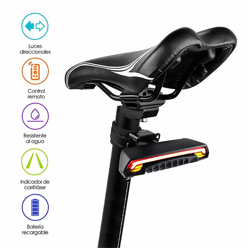 Luz Trasera para Bicicleta con Direccionales y Láser Redlemon
