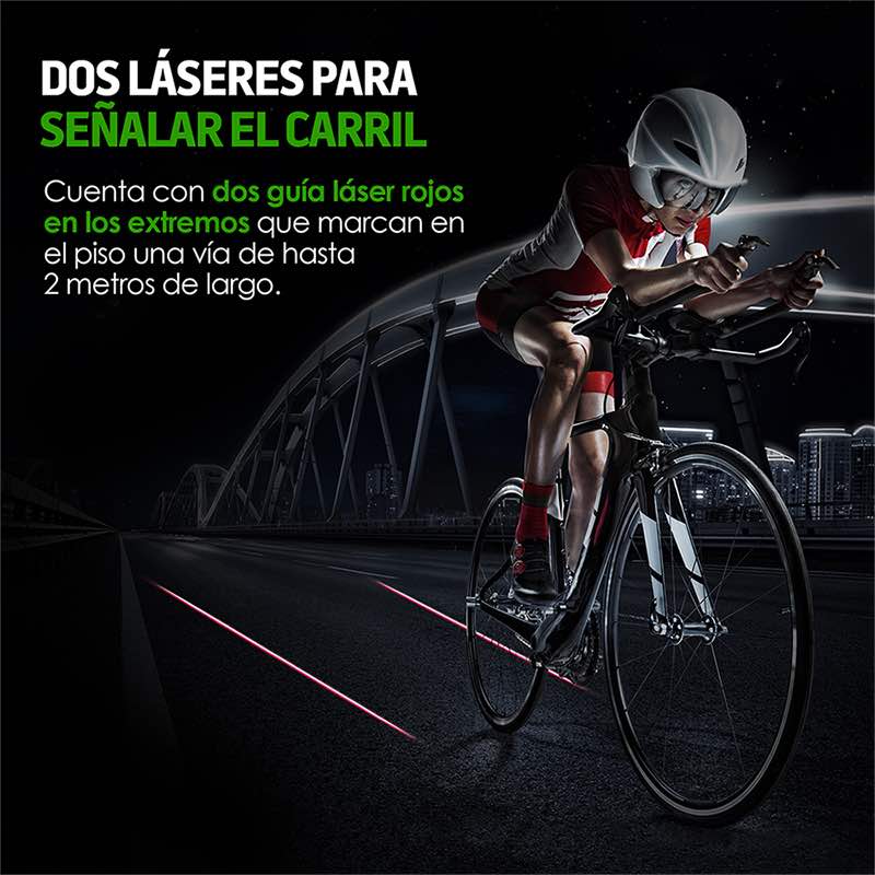 Luz Trasera para Bicicleta con Direccionales y Láser Redlemon