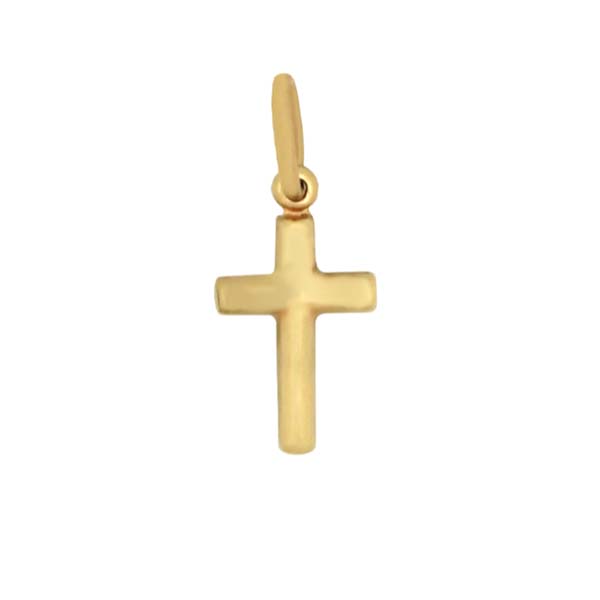 Cruz Hueca Tubular Redonda en Oro Amarillo de 14 K + Obsequio