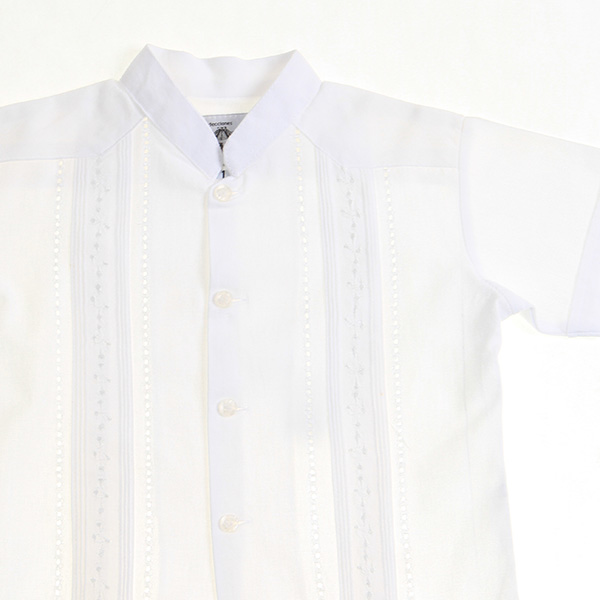 Conjunto de Guayabera Bordada de Manta color Blanco 1 a 6 años.