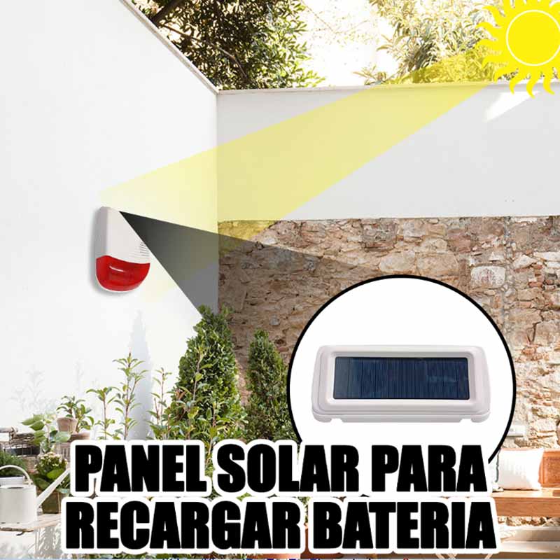 Sirena Estrobo Inalámbrica Panel Solar Batería Alarma 433Mhz
