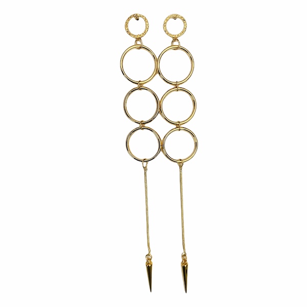 Aretes Largos con Aros-Baño de Oro 18K 