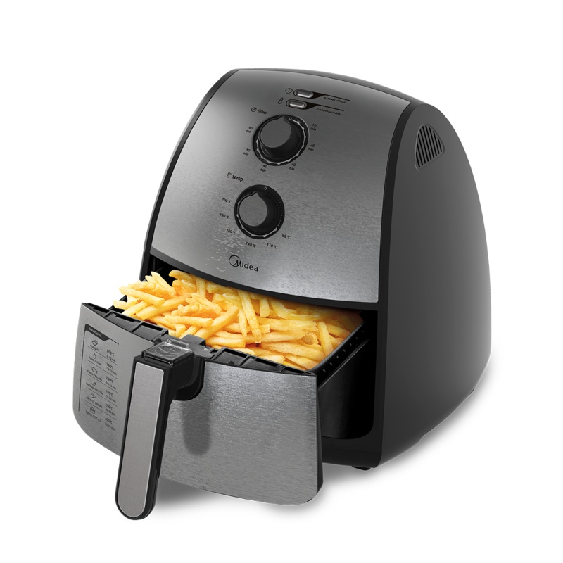 Freidora de Aire Eléctrica Midea MAF4N2SDSS 4.0L Negro/Acero Inox ALB5*
