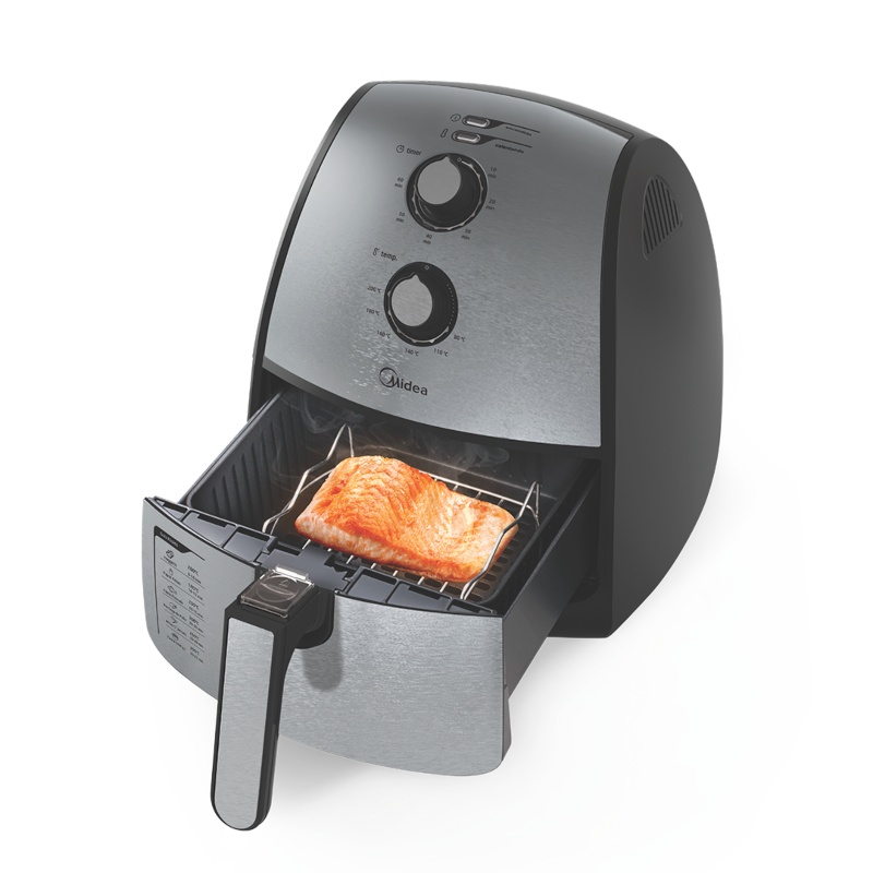 Freidora de Aire Eléctrica Midea MAF4N2SDSS 4.0L Negro/Acero Inox ALB5*