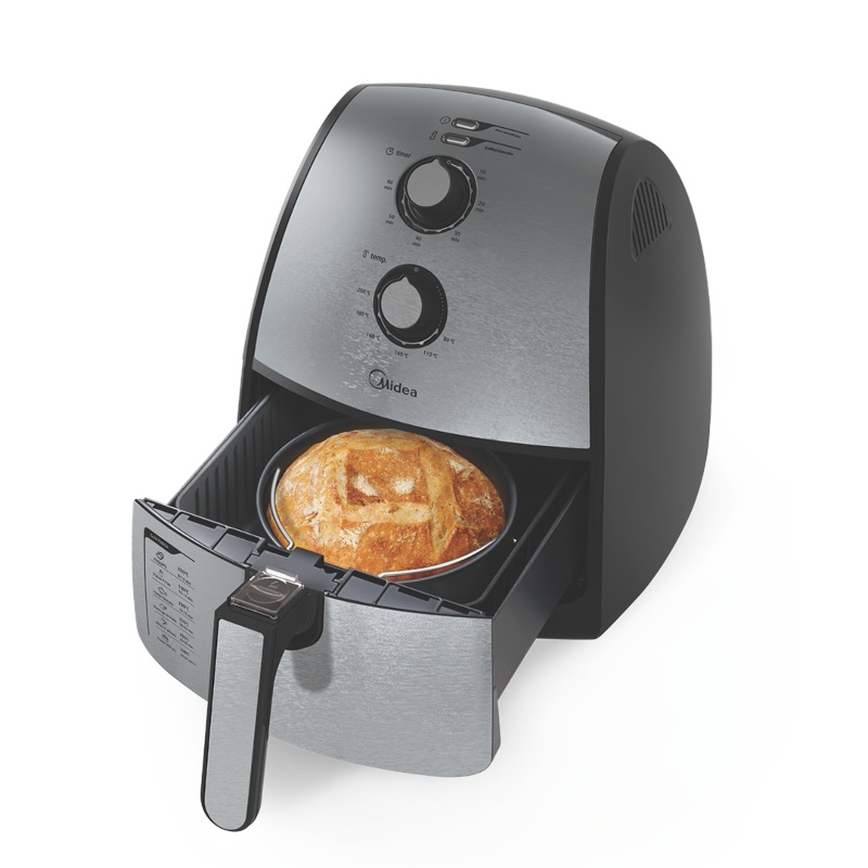 Freidora de Aire Eléctrica Midea MAF4N2SDSS 4.0L Negro/Acero Inox ALB5*