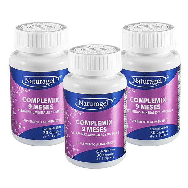 Complemix 9 meses ( Vitaminas, Minerales con Omega 3)  Naturagel Paquete de 3 frascos