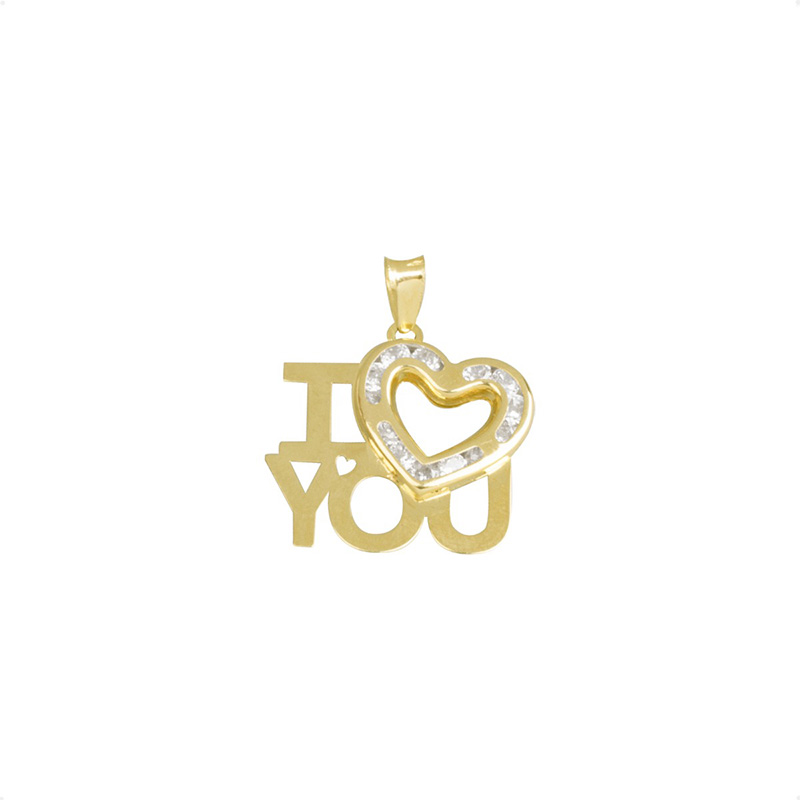 Dije I Love You  VAROURO Oro 10k .7gr + Cadena De Regalo