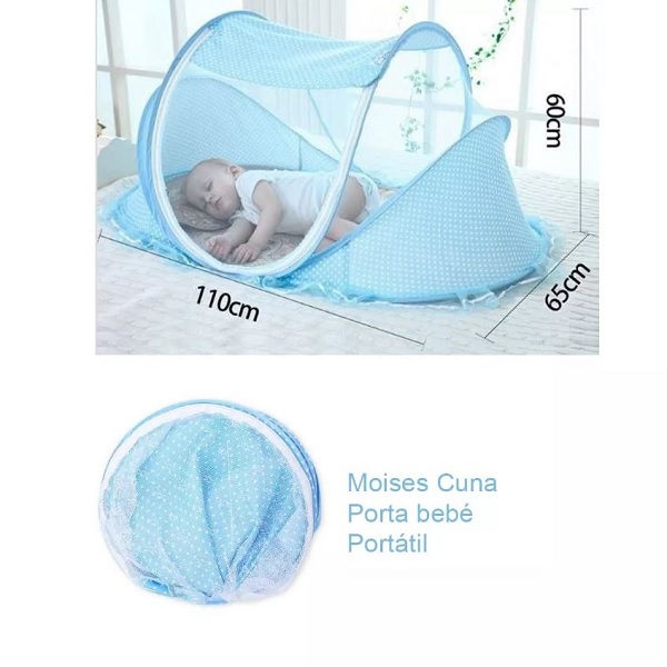 Cunas Bebe Moisés Plegable Portátil Mosquitero Cuna Colecho Color Azul 