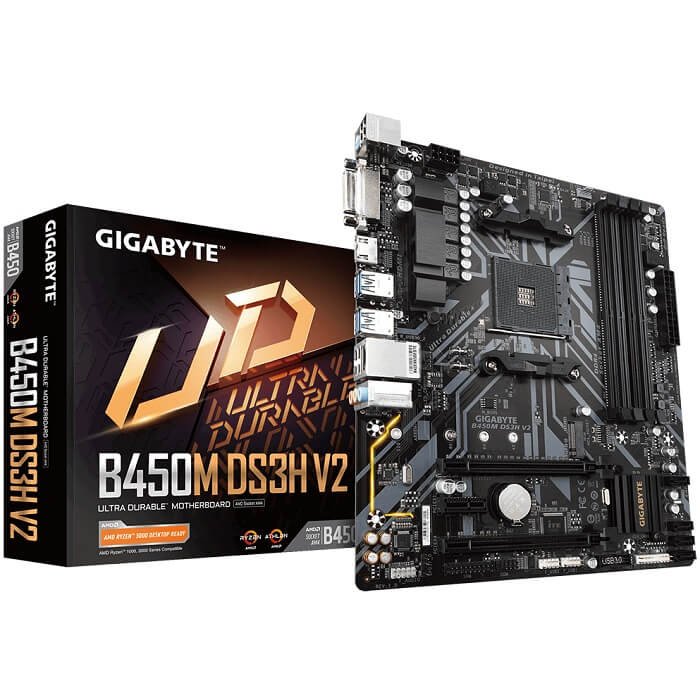 Tarjeta Madre GIGABYTE B450M DS3H V2 4xDDR4 2xPCI-E USB3 Socket AM4.