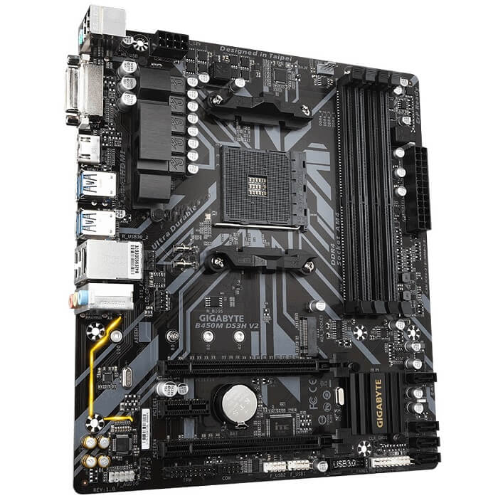 Tarjeta Madre GIGABYTE B450M DS3H V2 4xDDR4 2xPCI-E USB3 Socket AM4.