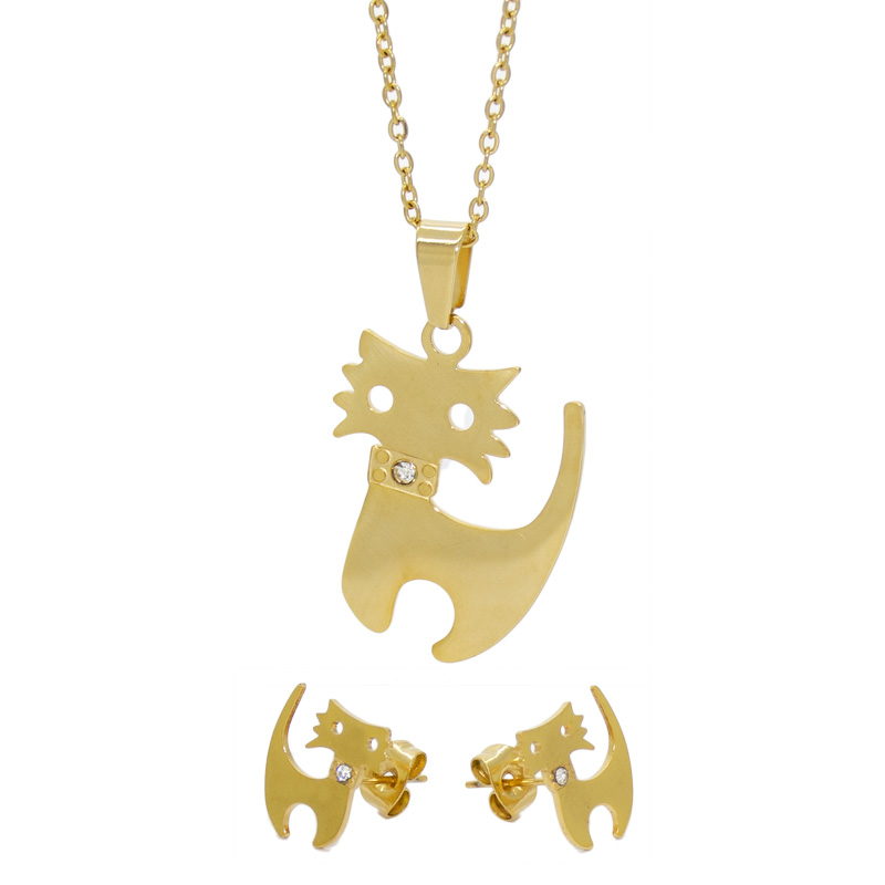 Set Acero NK dije y aretes de gato