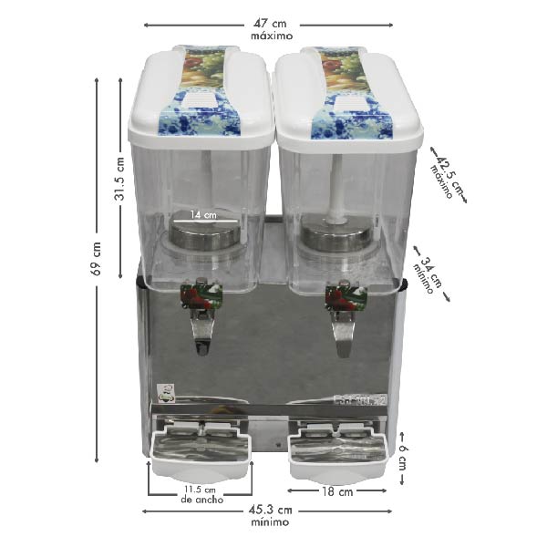 Enfriador, Dispensador Aguas Frescas 18 L C/u Gris