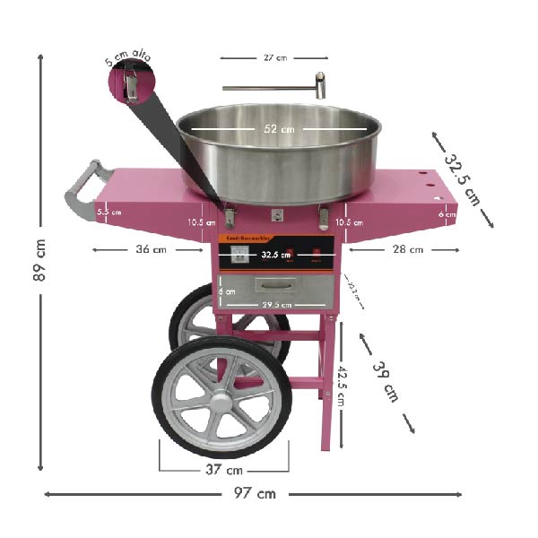 Maquina Algodón De Azúcar eléctrica Comercial carrito 