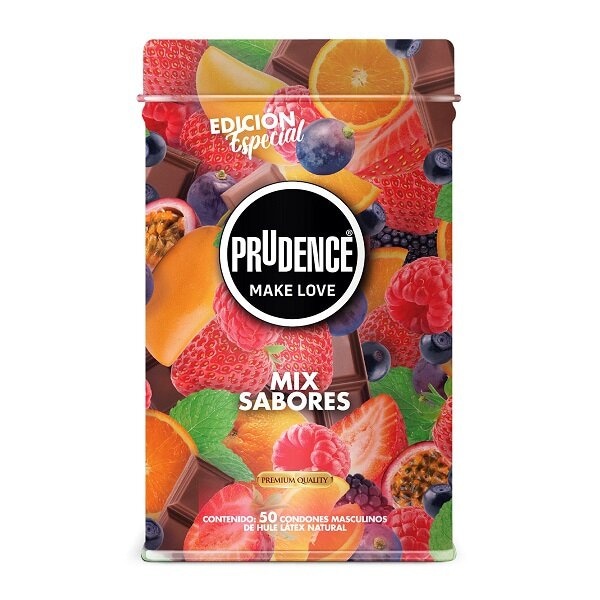 50 Condones Prudence de sabor + Lata Edición Especial Prudence Mix Sabores
