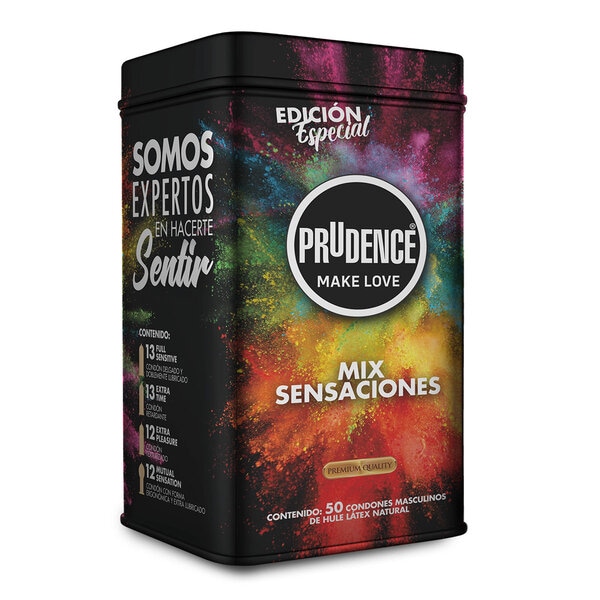 50 Condones Prudence + Lata Edición Especial Prudence Mix Sensaciones