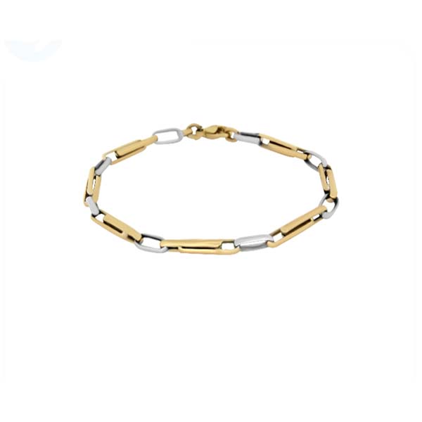Pulsera con Eslabones 2X1 Entrelazados en Oro de Dos Colores de 14 K + Obsequio