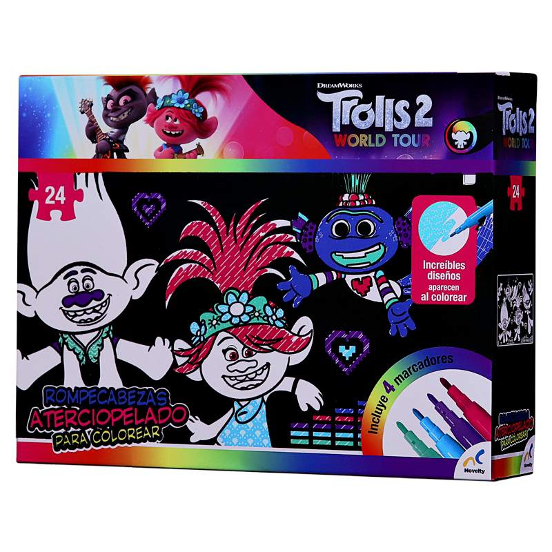 Rompecabezas Aterciopelado para Colorear Trolls World Tour 24 piezas