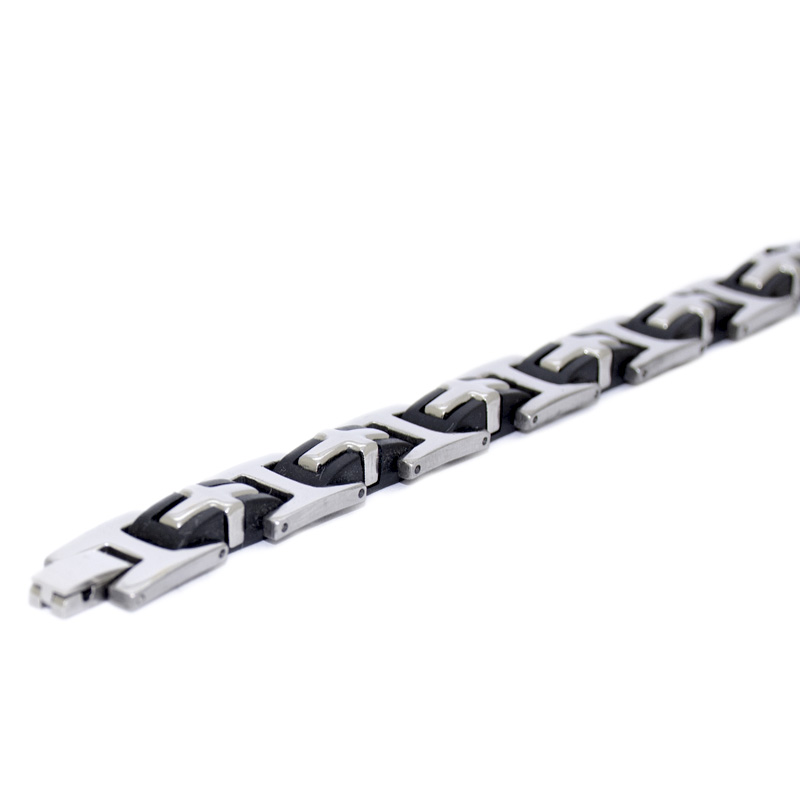 Pulsera de hombre eslabones de acero inoxidable y caucho