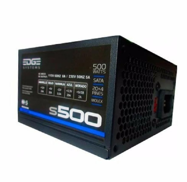 FUENTE PODER MICRO ATX 500W 204PINES VENTILADOR 80MM ENERGIA CORRIENTE PC ENSAMBLE GAMER CASA OFICI