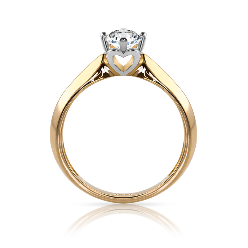 ANILLO DE COMPROMISO SOLITARIO 14k ORO AMARILLO ROMÁNTICO ABBA JOYAS