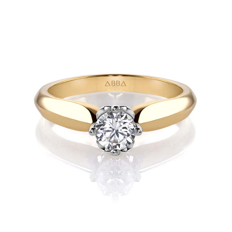 ANILLO DE COMPROMISO SOLITARIO 14k ORO AMARILLO ROMÁNTICO ABBA JOYAS