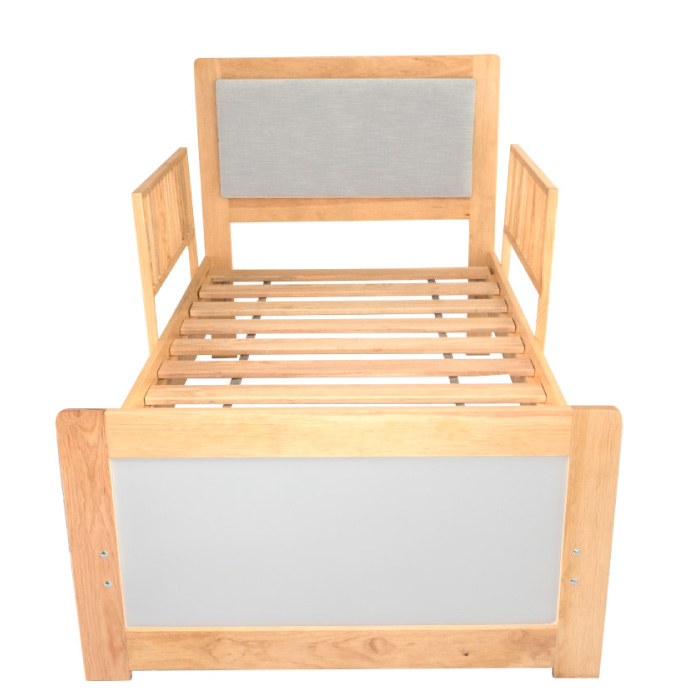 DUDUK Cama de Madera con barandales y cabecera acolchonada - Niños a Jóvenes