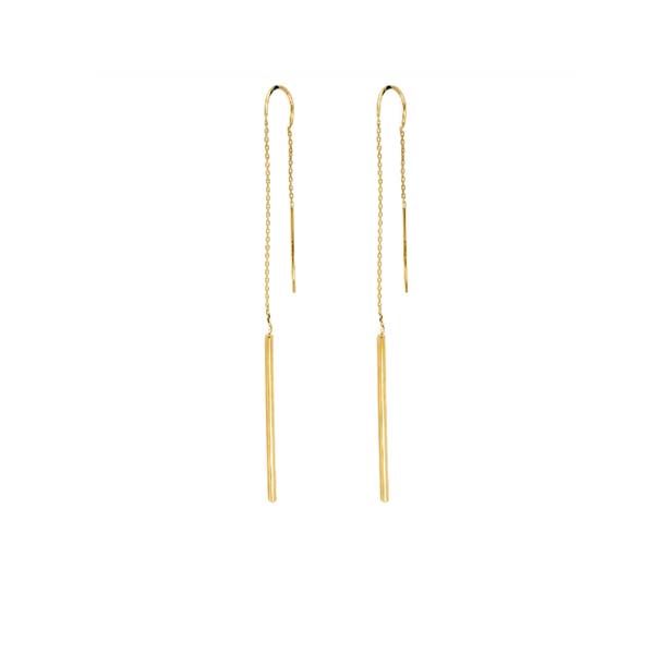 Aretes Violadores con Barra Lisa en Oro de 14 K + Obsequio