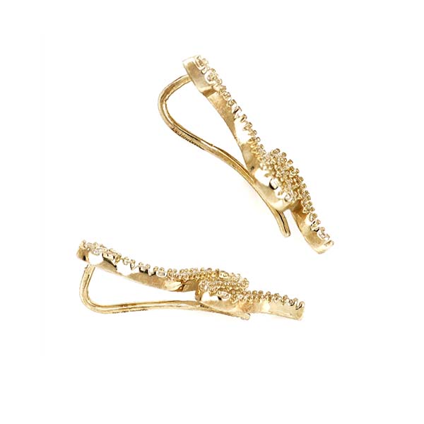 Aretes Trepadores de Víbora con Circonias Blancas en Oro de 14 K + Obsequio