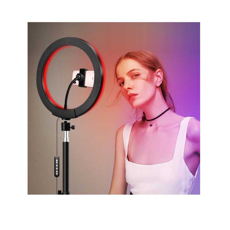 Aro de luz led RGB 30 cm Gadgets and Fun Tripie de 1.7 metros con luz blanca y luces de colores RGB