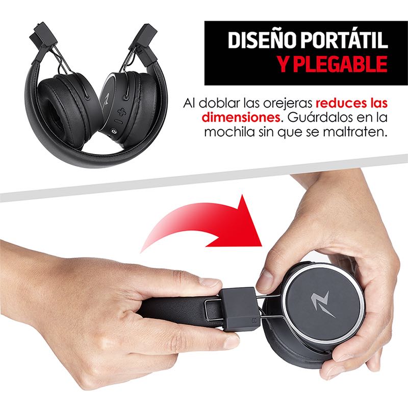 Audífonos Bluetooth Inalámbricos de Diadema Plegables Redlemon