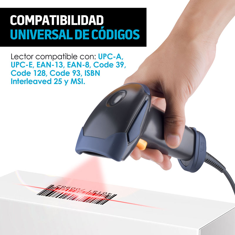 Redlemon Lector de Código de Barras Láser USB Universal para Punto de Venta (POS) o Almacén. Pistola Escáner de Códigos EAN, UPC, ISBN para Computadora.