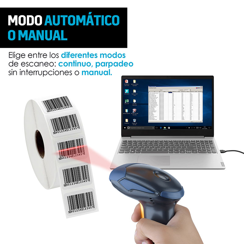 Redlemon Lector de Código de Barras Láser USB Universal para Punto de Venta (POS) o Almacén. Pistola Escáner de Códigos EAN, UPC, ISBN para Computadora.