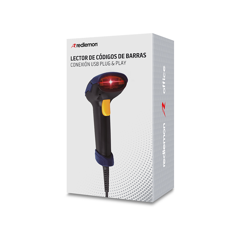 Redlemon Lector de Código de Barras Láser USB Universal para Punto de Venta (POS) o Almacén. Pistola Escáner de Códigos EAN, UPC, ISBN para Computadora.