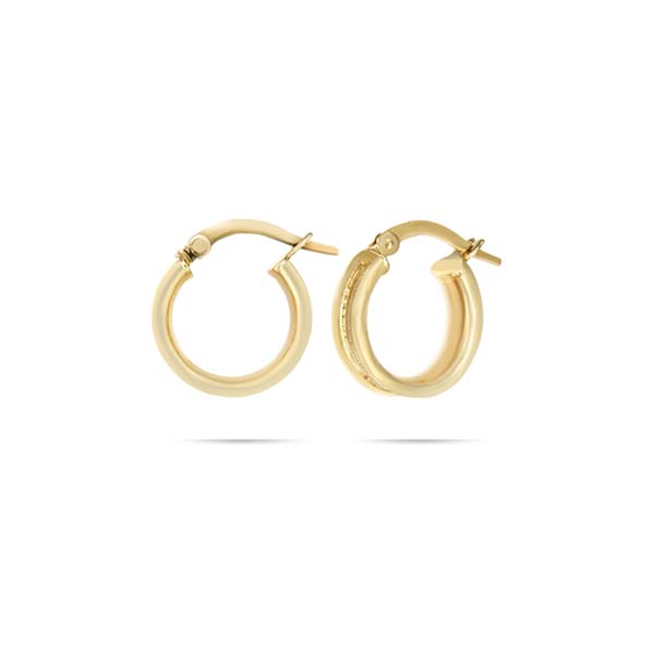 Arete Redondo Pulido con Línea Central Mate Diamantada en Oro Amarillo de 14 K + Obsequio