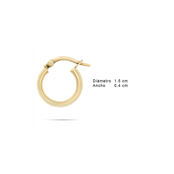 Arete Redondo Pulido con Línea Central Mate Diamantada en Oro Amarillo de 14 K + Obsequio