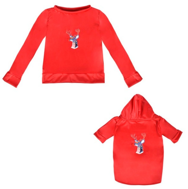 Sudaderas rojas con reno para mujer talla mediana y para mascotas marca El Rebozo de Dolce